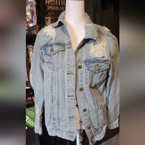 Boom Boom Jeans Distressed Denim Jacket Size M